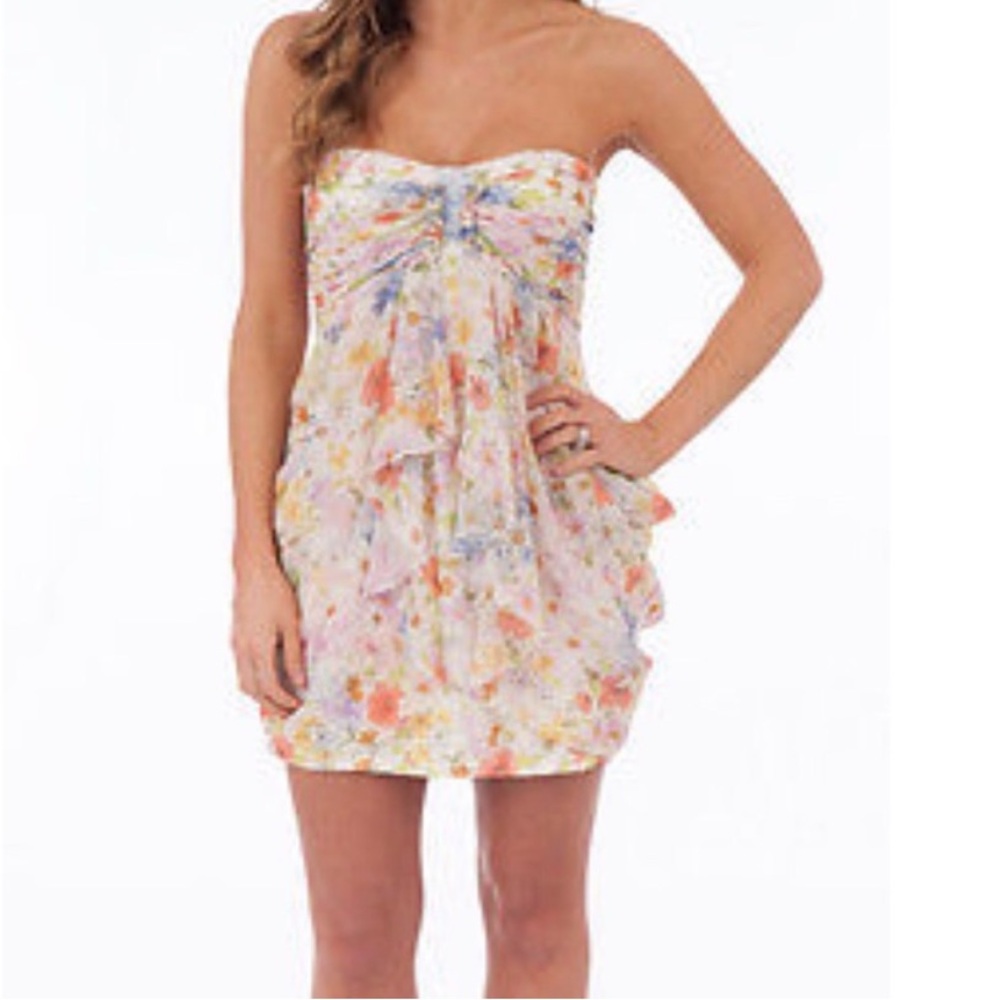JILL STUART Floral Sweetheart Strapless Mini Dress with Ruffles Size 2/XS $228 - Picture 2 of 13